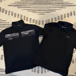 Boys Travis Mathew and UA Black Polo Shirts